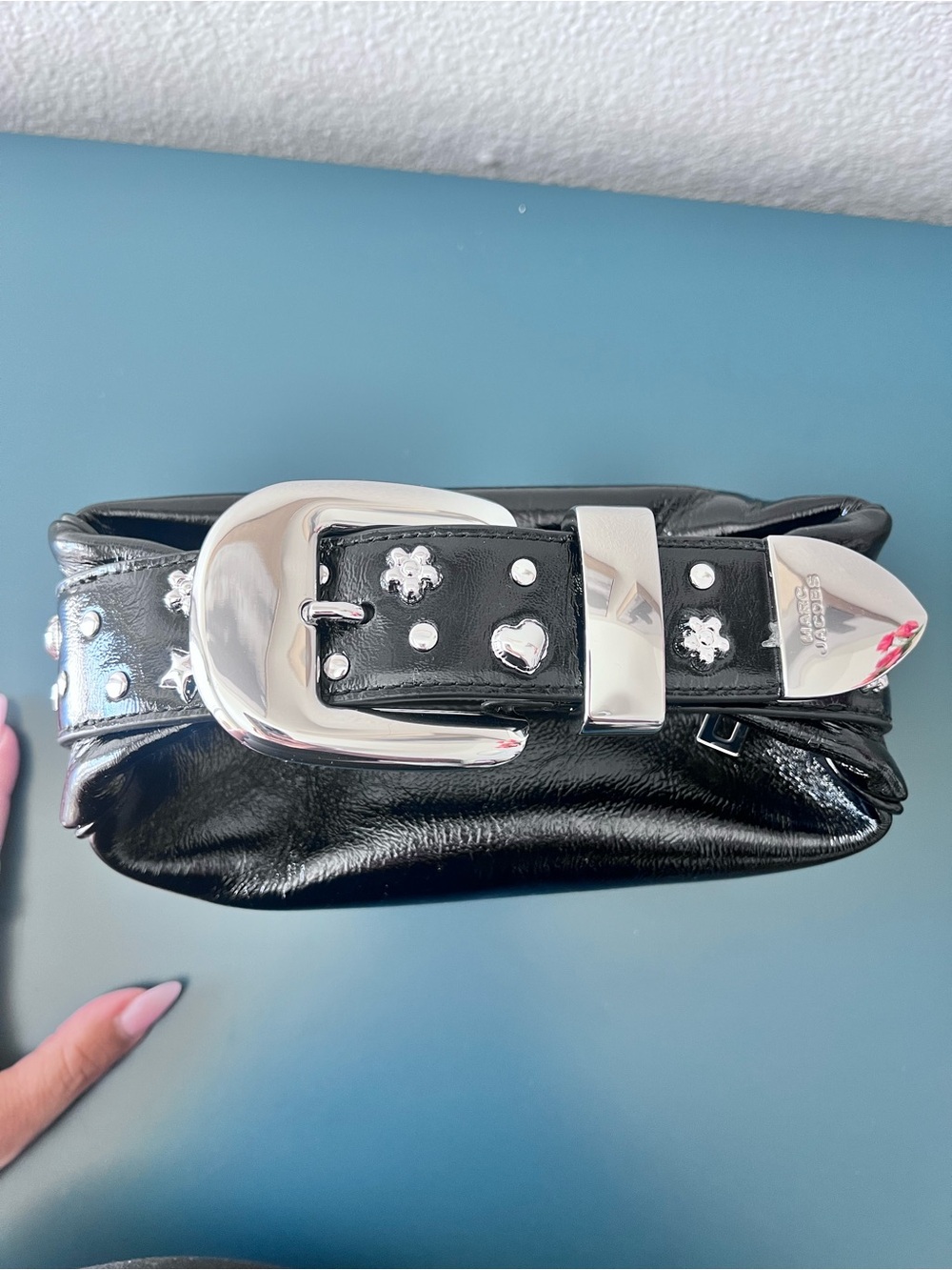 Marc Jacobs Black Patent Leather Belt Bag with Silver Hardware mini party bag - Picture 3 of 10